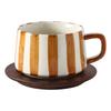 1SET Simple Hand-painted Striped Ceramic Mug Creative Multi-color Gift Cup Home Practical Coffee Cup Saucer