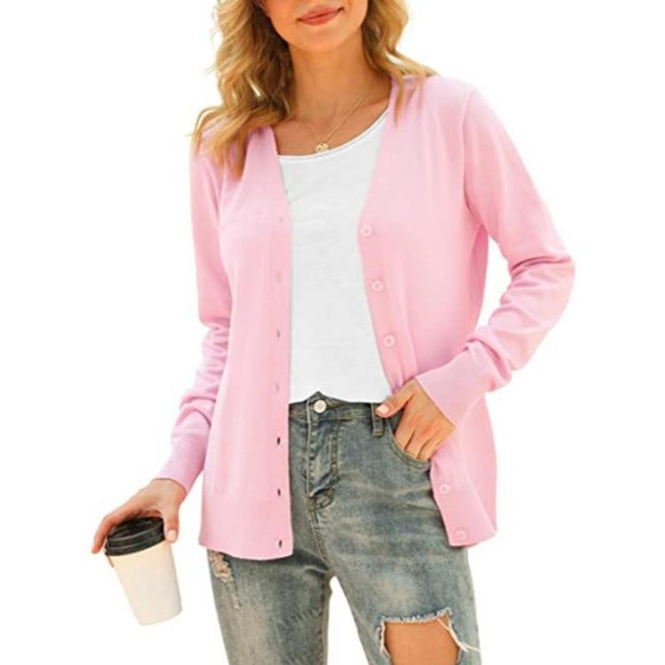 Damen Strick Cardigan Pullover Langarm Knopfleiste Mantel Basic Oberteile Oberbekleidung