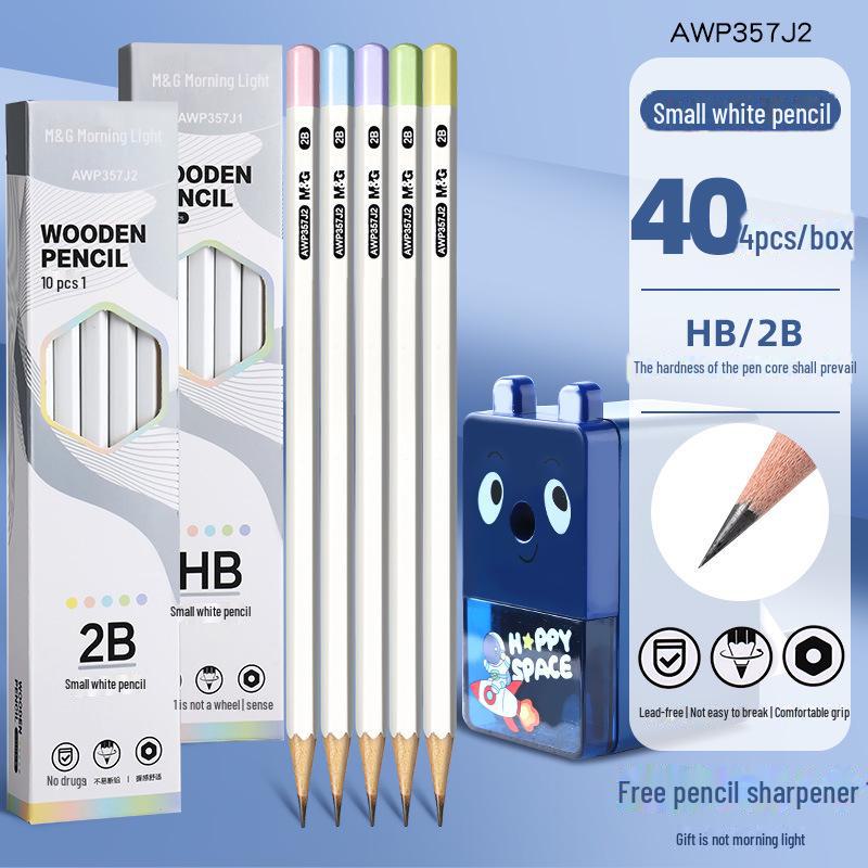 Morning Light HB Lead-Free White Pencil for Kindergarten & Primary Students