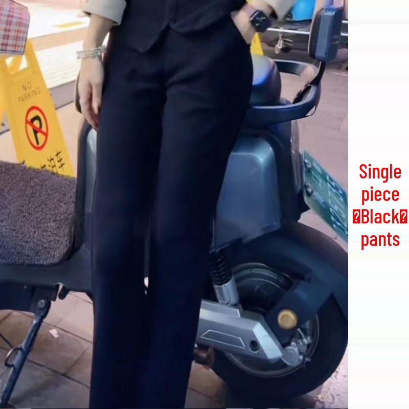 2026 Spring Women s Korean Style Elegant Slimming Top & Casual Pants Set M (approx. 85-100 jin) только черные брюки