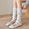 White Knitted Socks Bow Tie Lolita Long Socks Cute Leg Warmer  for Women Girls