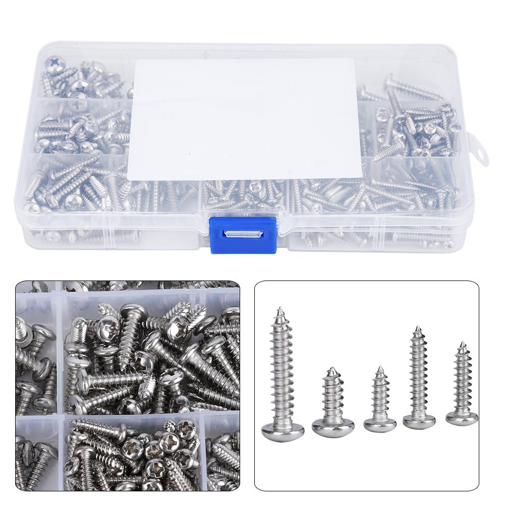 410PCs Self Tapping Screw Hardware Mixed Set Mini Power Tool Accessory Round Head M3  M4  M5