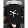 European Sizes Men's T-Shirt | Casual Summer Top with Light Grey Aircraft Silhouette and Text, Slight Stretch Fabric, Regular Fit for Men