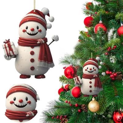 Acrylic Flat Christmas Cartoon Santa Pendant Tree Hanging Ornament Holiday Party Decoration