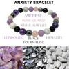 Stress Relief Bracelet Amethyst Black Tourmaline Clear Quartz Hematite Lepidolite Rose Quartz and White 8mm Round Crystal