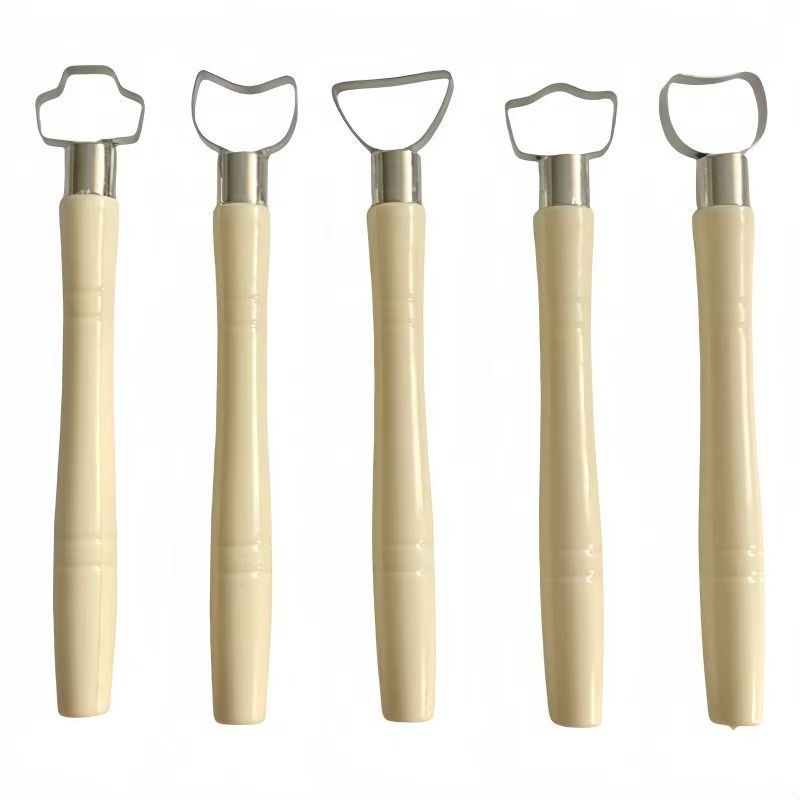 

5pcs Pottery Shaping Tools Carving Knife Various Shapes Stainless Steel Head for DIY Carving Detailed Shapes for Children Adults