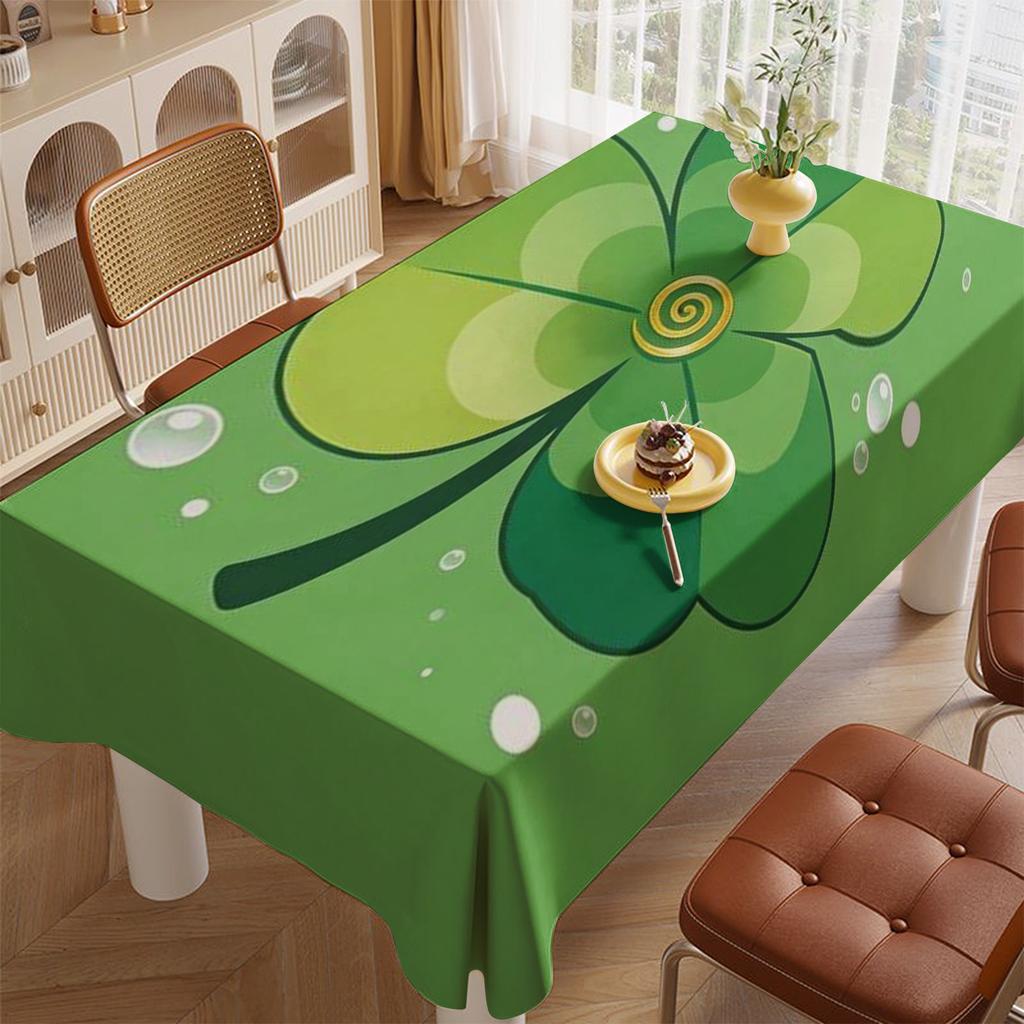 2D Lush Four-Leaf Clover Tablecloth Restaurant Kitchen Tablecloth Living Room Home Decoration Rectangular Party Decoration