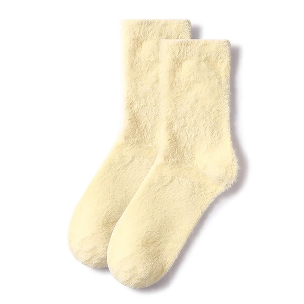 3 Paar Plüsch-Nerzsocken in Bonbonfarben, hochwertiger, weicher, superelastischer Samt, dicker, warmer Winter-Bodenvlies-Mittelschlauchstrumpf