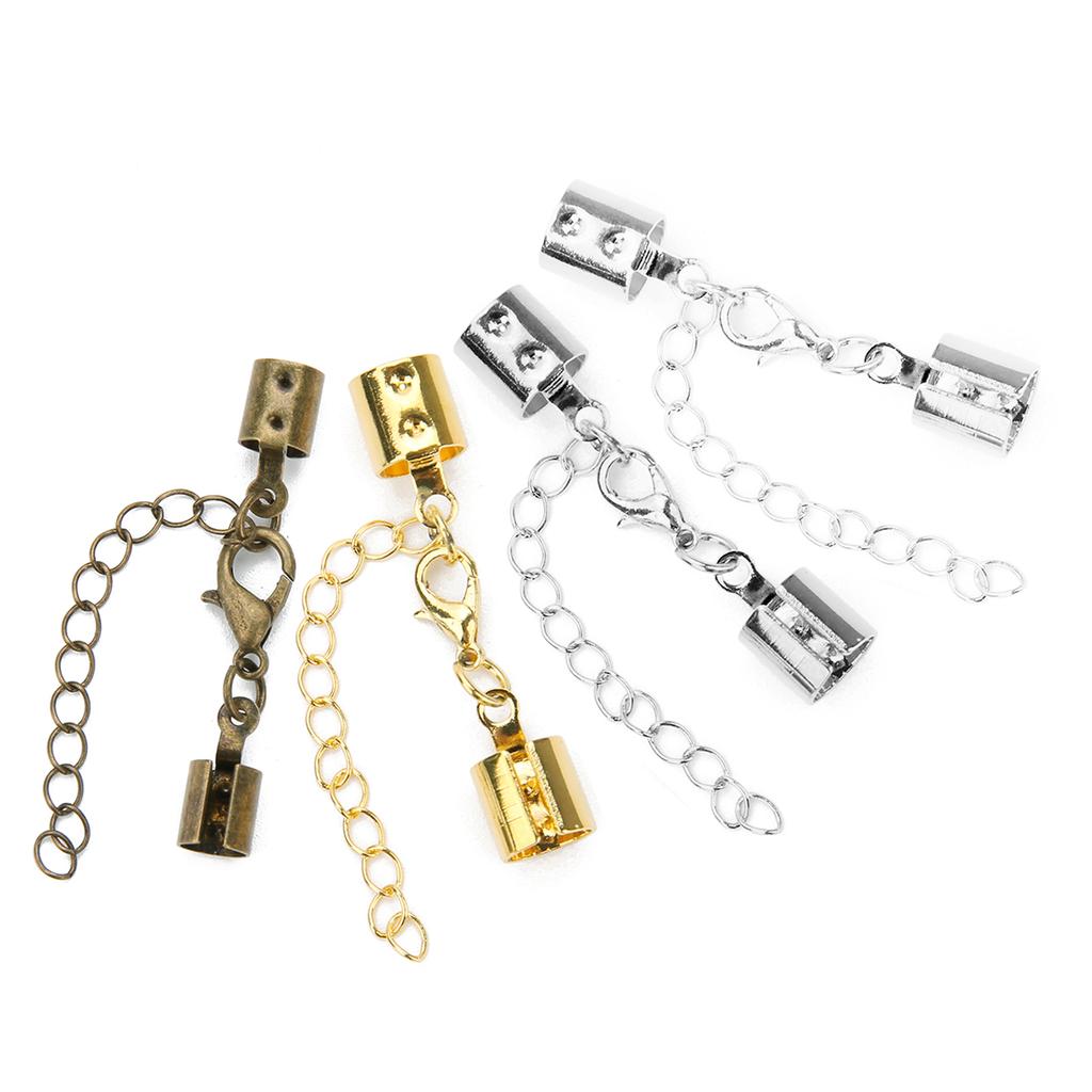 10pcs/Lot Copper Round Leather Cord Clips End Caps With Lobster Clasp Fit Leather Cord Connectors For DIY Jewelry Making Finding