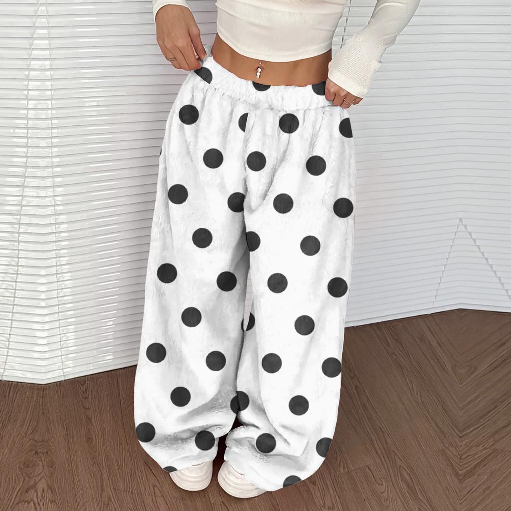 Women's Casual And Fashionable Printed Elastic Waist Loose Wide Leg Pants