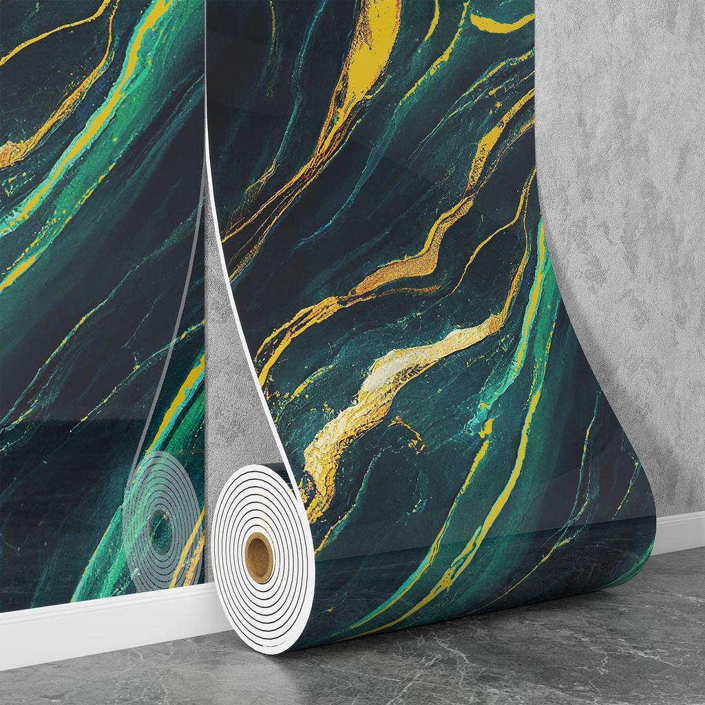 Self-Adhesive Waterproof Imitation Marble Tile Wall Sticker for Bathroom, Living Room, Kitchen, and TV Background.