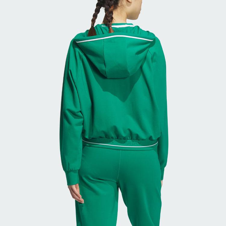 Adidas Verbiage Crop Jacket Color Block Hooded Jacket Women Jackets Smoke-Green JE3604
