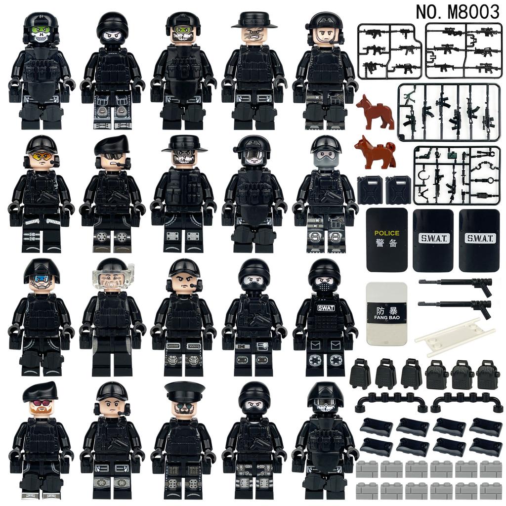 Military Series Special Forces Special Police Soldiers Scouts Kayak Explosion-proof Police Building Blocks Ghost Special Police