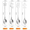 4 Pieces Long Christmas Metal Spoons Set Dessert for Latte Coffee Macchiato