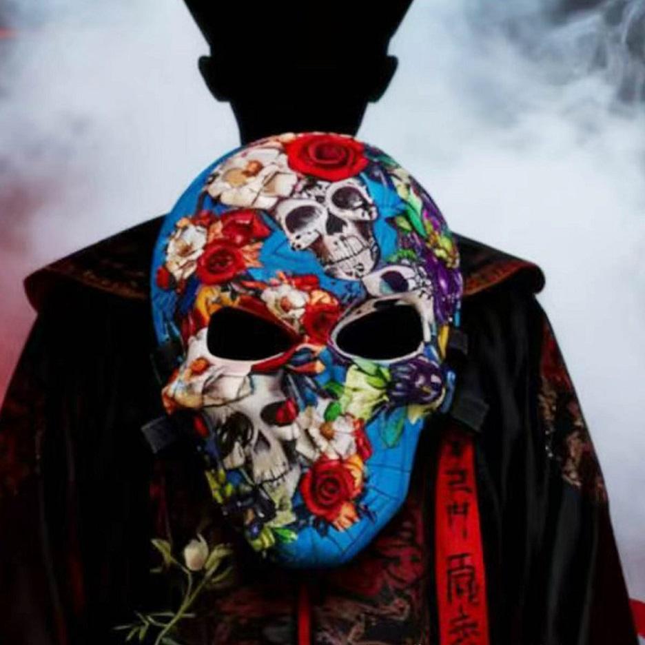 Day of the Dead Mask Mexican Printed Face Mask Halloween Grimace Skull Bar Catwalk Performance Props Carnival Dance Decoration Atmosphere Mask