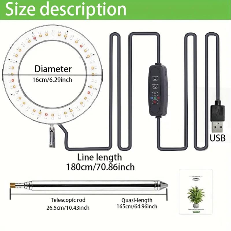 6in Full Spectrum Plant Light 26.5-165cm Height Adjustable Growing Lamp With 3H 9H 12H Timer 10 Dimmable Levels 6 Inch Lampshade