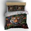 Tiger Flowers, Butterflies, Foliage Print Bedding Set 1 Duvet Cover 2 Pillowcases For Adult And Children Luxury Gift Full Size