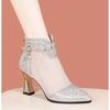 Fashion pointed mesh fine heel high heel cool boots women's rear zipper breathable fashion sandals women els
