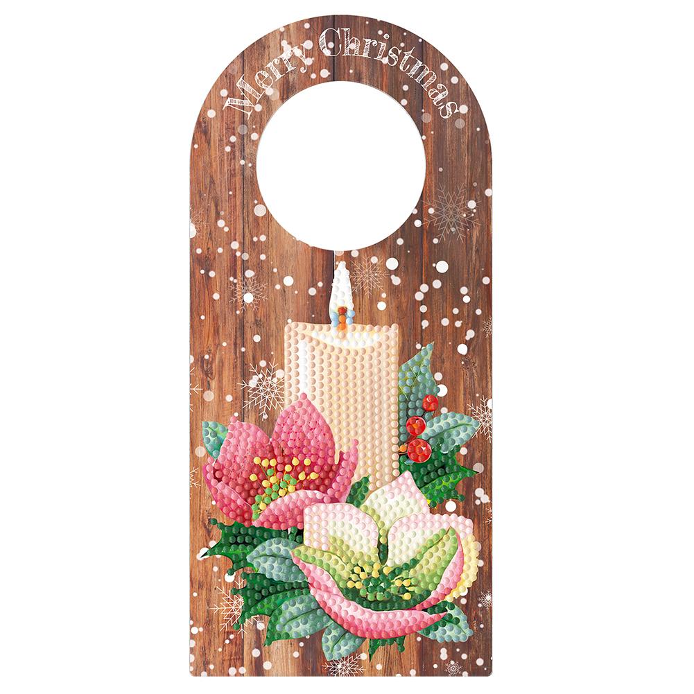 

Christmas Xmas Tree DIY Rhinestones Door Knob Hanger Door Handle Hanger Sign Diamond Kit Door Wooden Pendant for Door Ornaments