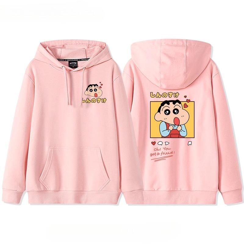 Neuer Crayon Shin-chan Couple Pullover Herbst und Winter Pullover mit Kapuze Kordelzug Pullover Damen Ins Trend Locker Kapuzenjacke