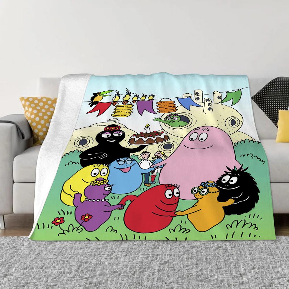 Les-Barbapapa Throw Blanket King Size Fluffy Plaid Throws Blankets for Sofa Luxury Bedding Beach Towel Home and Decoration Knee