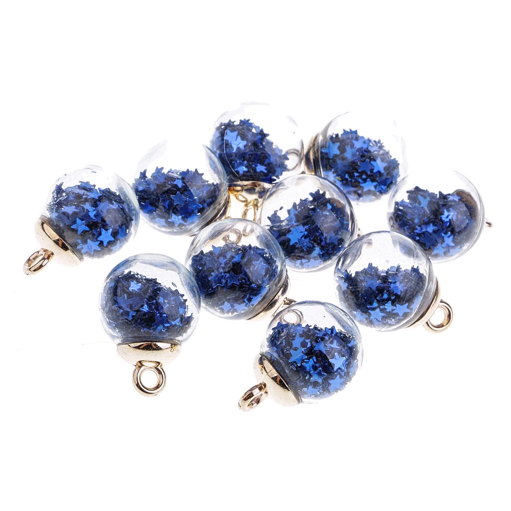 10 stykker 16 mm Tiny Star Glass Ball Charms Pendant DIY Craft rosa