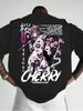 Japanese Style Anime Cherry Blossom Graphic Tee Casual Tops 100 Cotton Unisexs Tshirt Summer Breathable Comfortable Streetwear