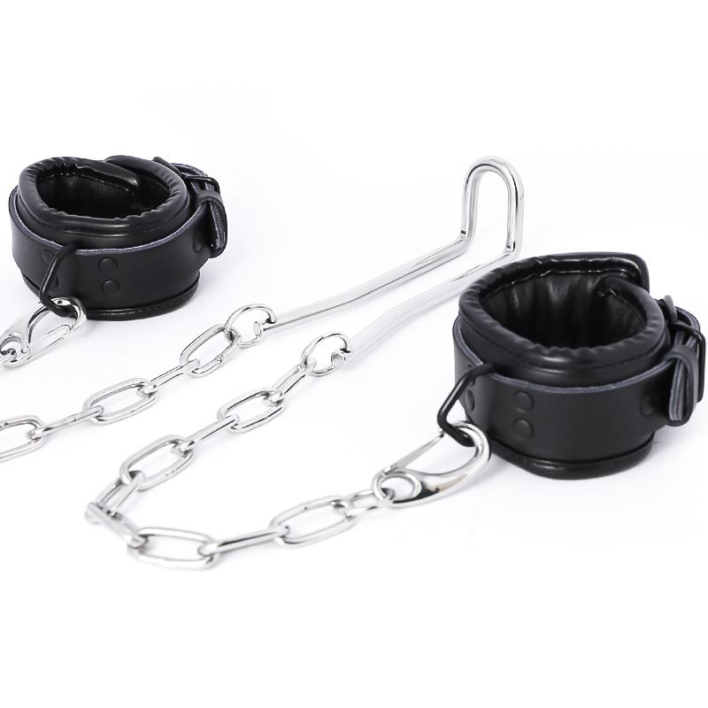 Humbler CBT Male Cock Ring Ball Stretcher With Ankle Cuffs Stainless Steel Scrotum Squeezer BDSM Bondage Adults Sex Toys For Men