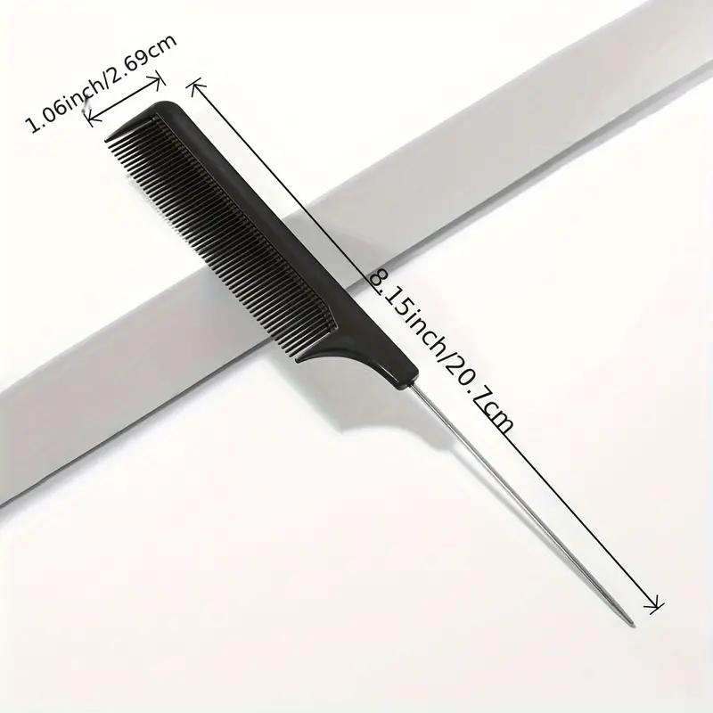 1pc peigne à queue pointue en plastique peigne à aiguilles en acier peigne à dents denses peigne de salon de coiffure