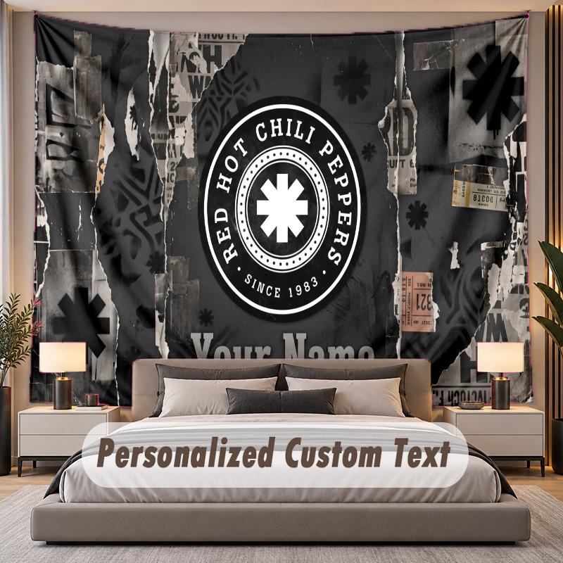 Custom Name Text Tapestry Red Hot Chili Peppers Personalized Polyester Wall Tapestry For Bedroom And Room