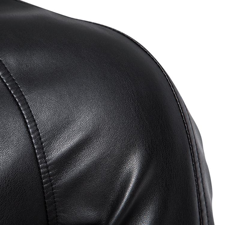 Men's Casual PU Leather Motorcycle Jacket with Stand Collar