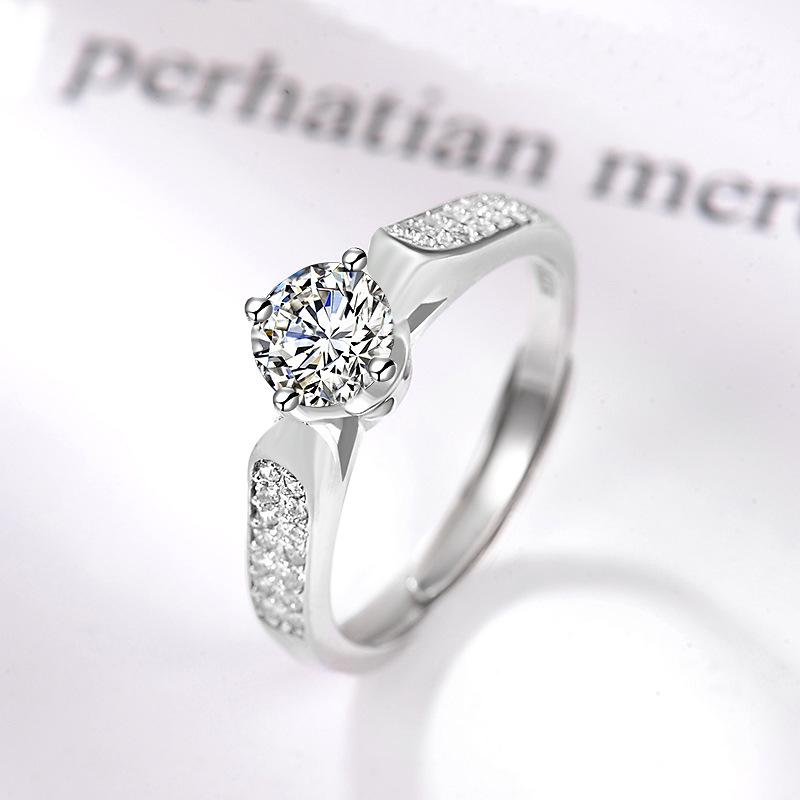 S925 Sterling Silver Romantic Simulated Diamond Open Band Ring for Women - Elegant Gift for Girlfriend.