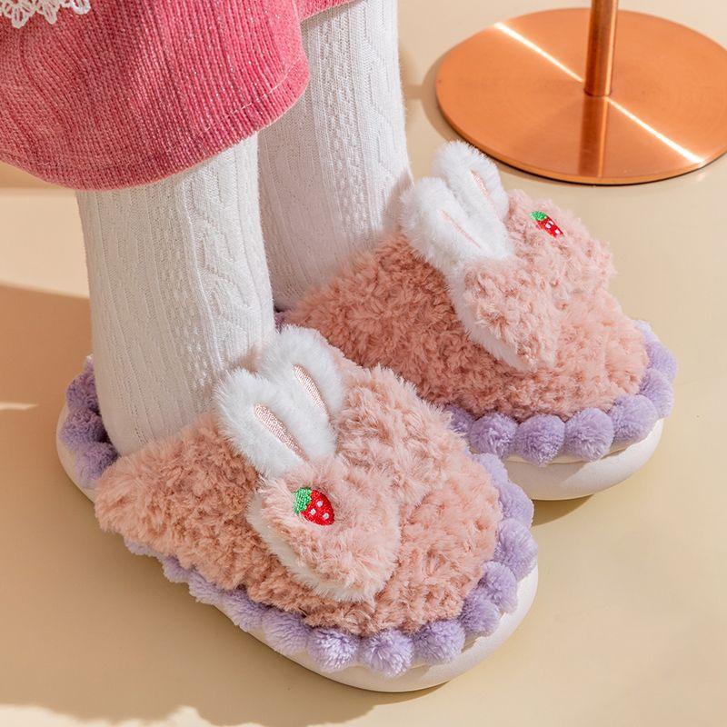 

Children s cotton slippers autumn and winter girls indoor home warm fluffy shoes cute princess little girl baby cotton shoes 36-37 фіолетовий