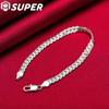 925 Sterling Silver Bracelet 6mm 18/19/20cm Flat Side Chain Lobster Clasp Jewelry