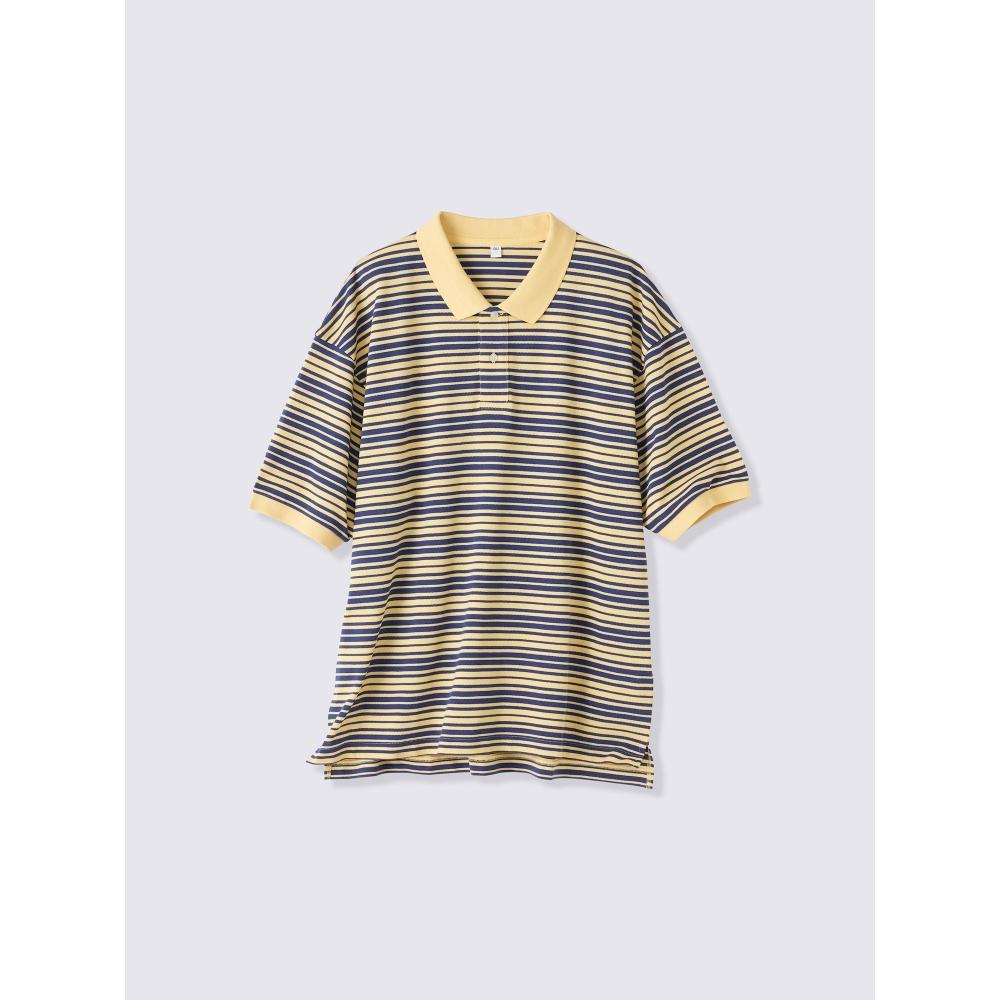 GU by Uniqlo Dry Oversized Polo Shirt  5 Minute Sleeves   Border  St