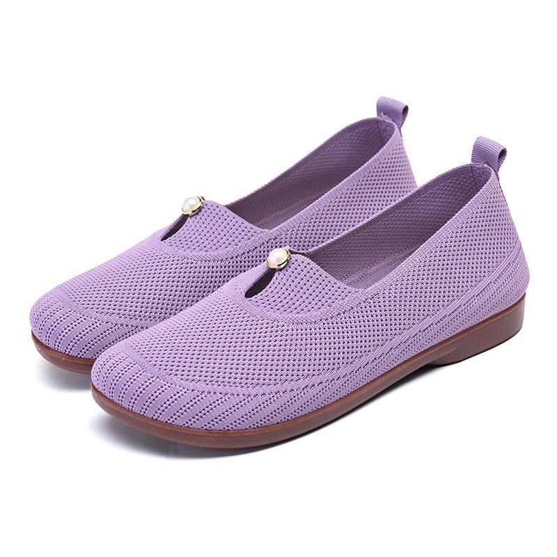 Womens Comfortable Slip-On Flat Shoes Breathable Mesh Low-Heel Casual