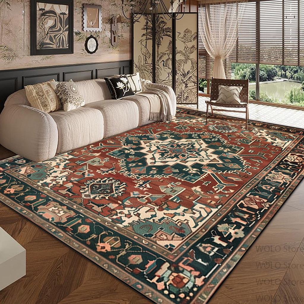 Persian Red Large Carpets for Living Room Ethnic Style Decoration Non-slip Fluffy Soft Rug Home Sofa Area Bedroom Washable Mats
