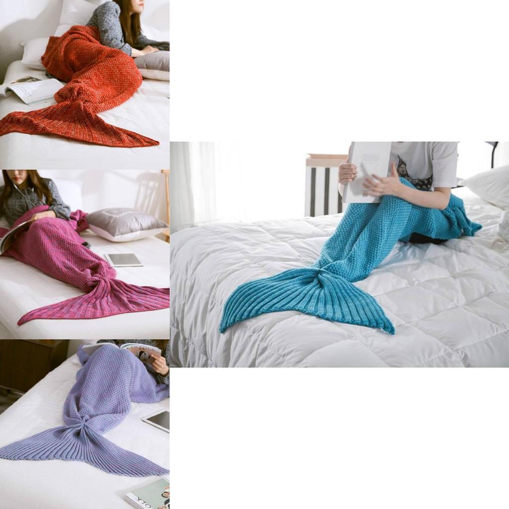 Soft And Stylish Mermaid Tail Blanket Plush Knitted Acrylic Throw For Spring And Autumn