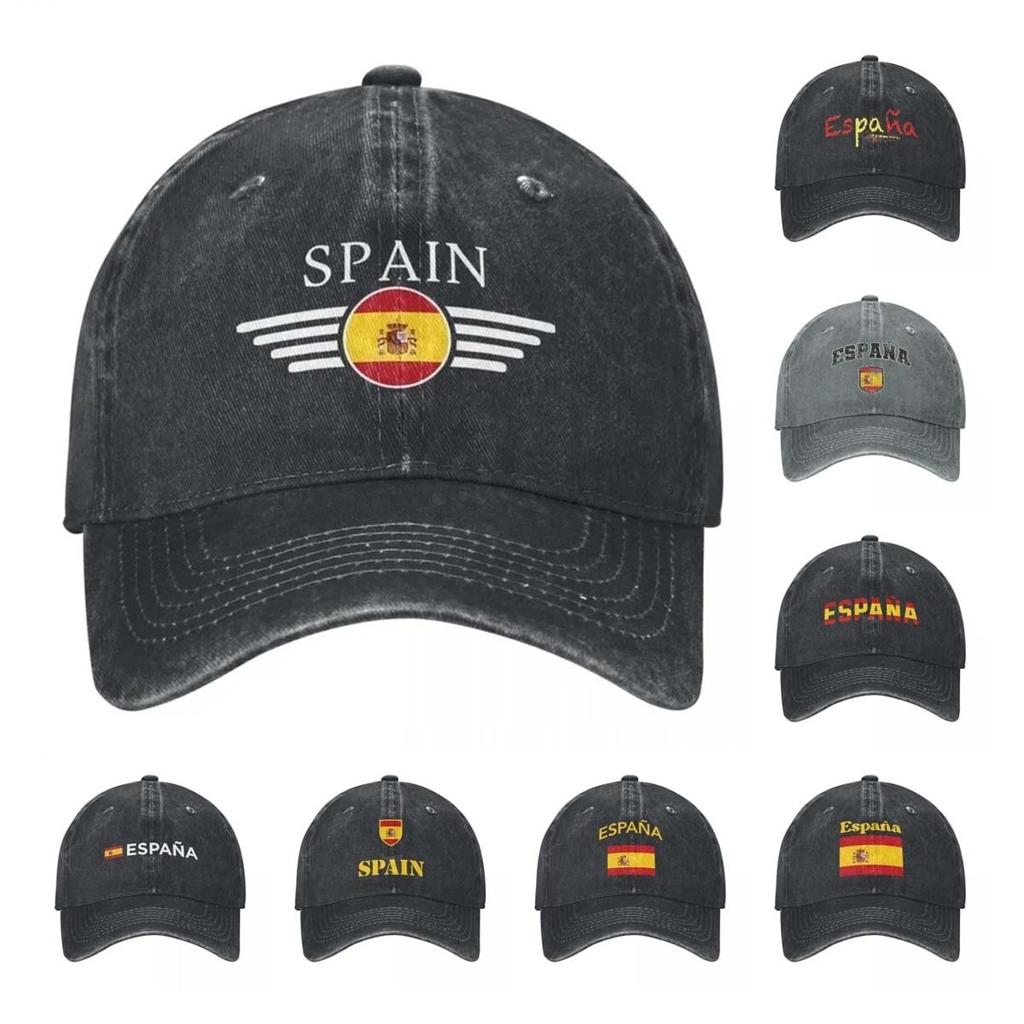 ESPANA Flaga Hiszpanii Wysokiej klasy Unisex Damska Czapka z Daszkiem Zniszczone Dżinsowe Czapki Kapelusz Vintage Outdoorowe Treningi Nakrycia Głowy
