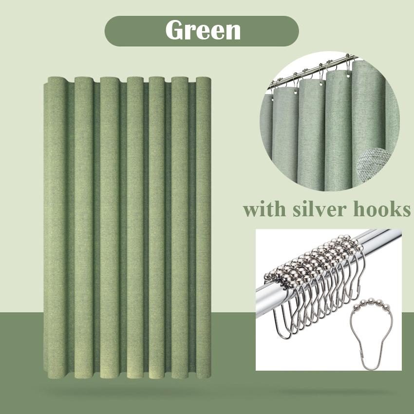 Плотная занавеска для душа с имитацией льна — фото 23