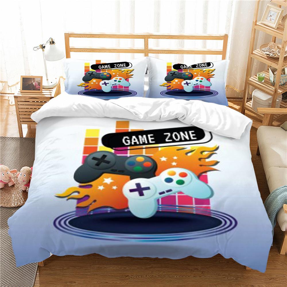 Trösterbezug-Set, 3D-Gamepad-Druck, Bettbezug, Polyester, Heimtextilien, für Jungen und Mädchen, Einzelbett-Kissenbezug