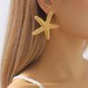 Personality Starfish Pendant Necklace Earrings Metal Texture Beach Style Elegant Clavicle Chain Trendy Female Jewelry