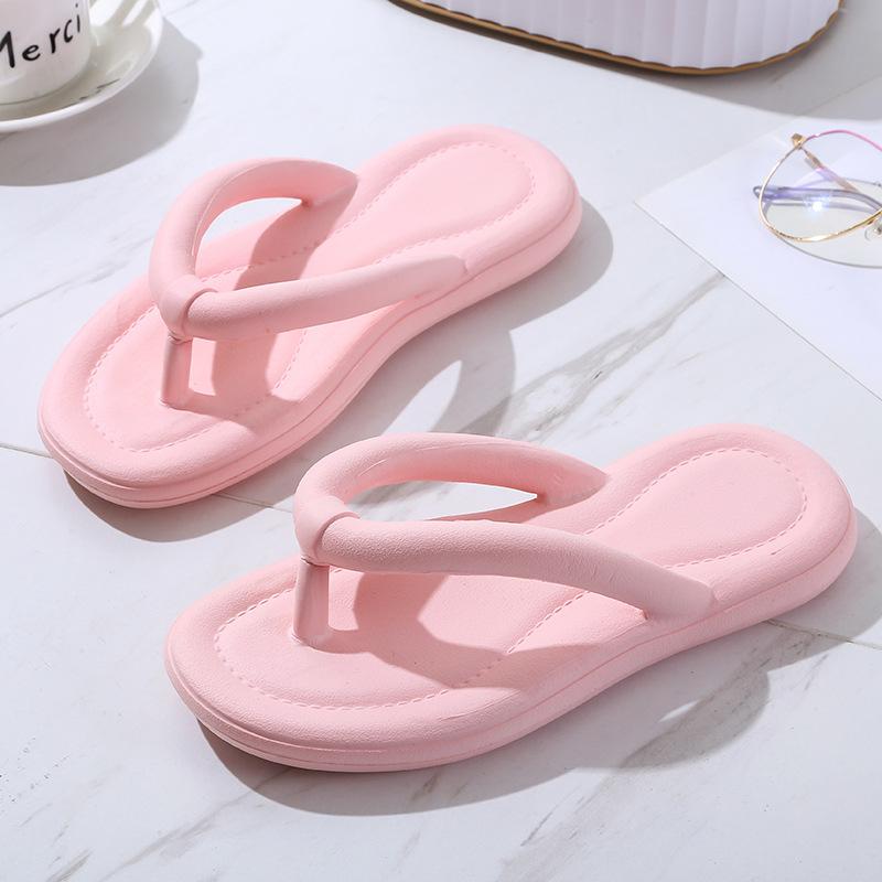 

Женские весенние однотонные мягкие шлепанцы для улицы, домашние тапочки, летние повседневные толстые нескользящие пляжные сандалии на плоской подошве, размеры 36-41 36-37 розовый