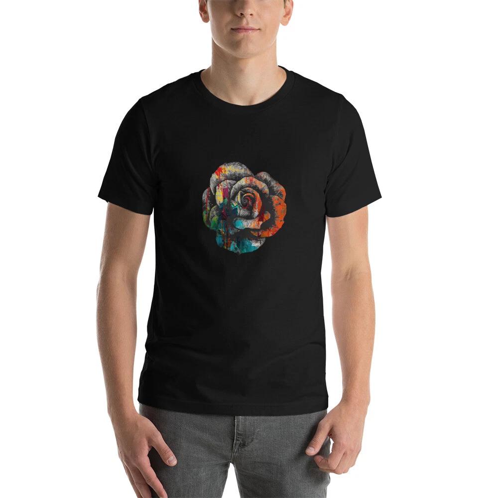 E2K Abstract black rose Unisex T-Shirt roses painting art flower flowers garden XL