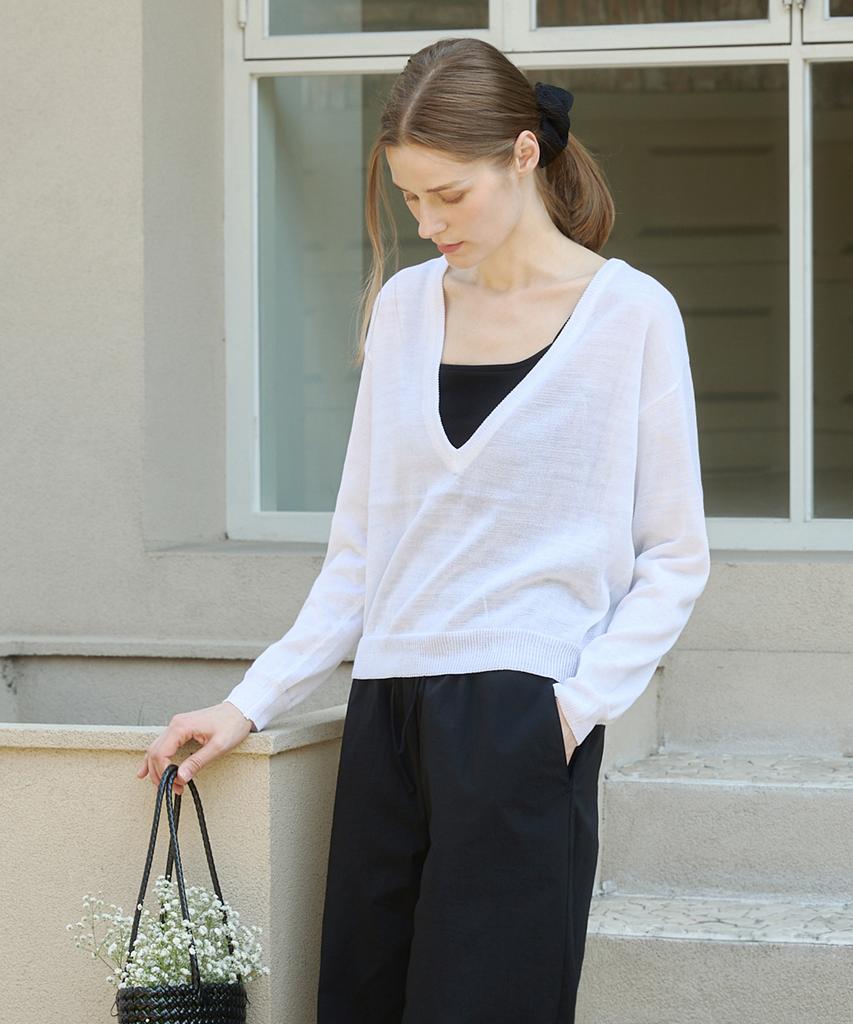 LOVLOV Deep V-Neck Knit (2 Colors)