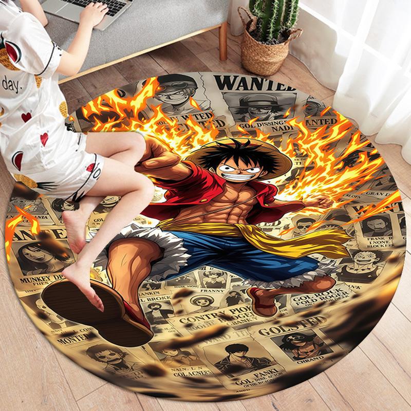 One Piece Monkey D Luffy Round Area Rug Carpet Rug For Living Room Bedroom Sofa Playroom Decor Nonslip Floor Mat