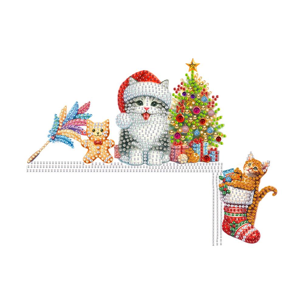 Wooden Xmas Theme DIY Diamond Handmade Top Door Frame Corner Sign 5D DIY Diamond Painting Front Door Corner Sign for Home Decor
