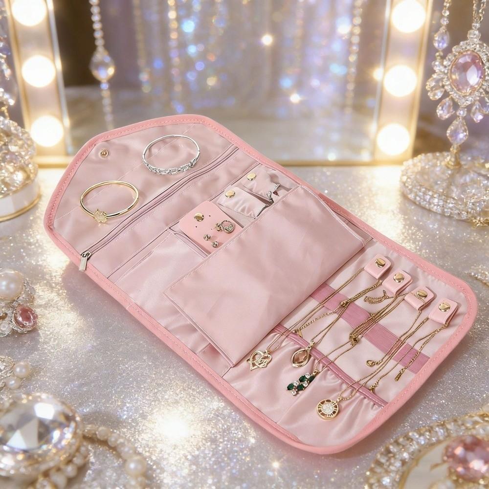 Portable Travel Storage Bag Foldable Design Jewelry Pouch Jewelry Case  Necklaces Earrings