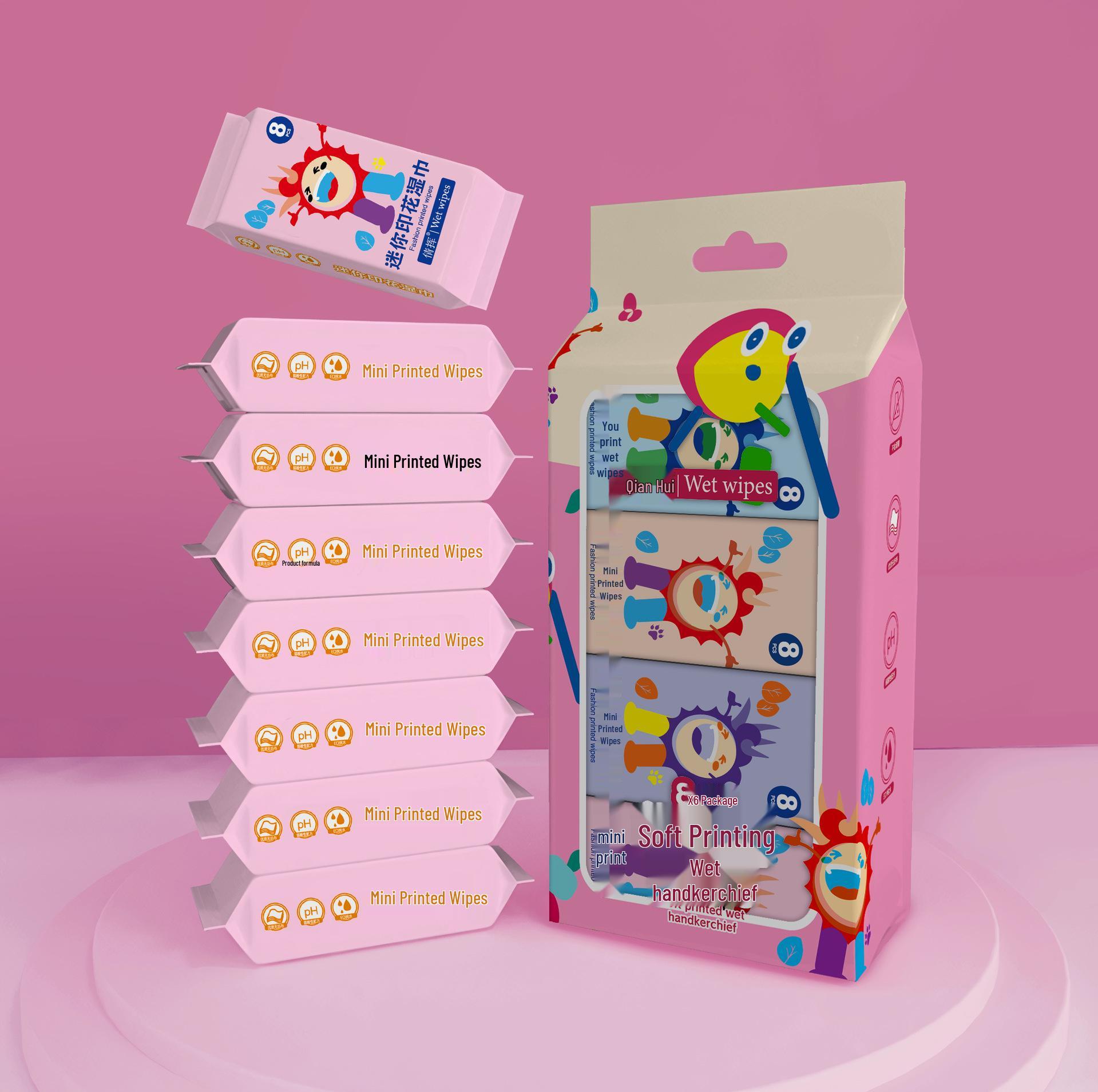 

Портативні Міні Вологі Серветки для Немовлят та Домогосподарства - Догляд за Руками та Ротом, в Індивідуальній Упаковці, Санітарні, для Використання Мамою та Дитиною