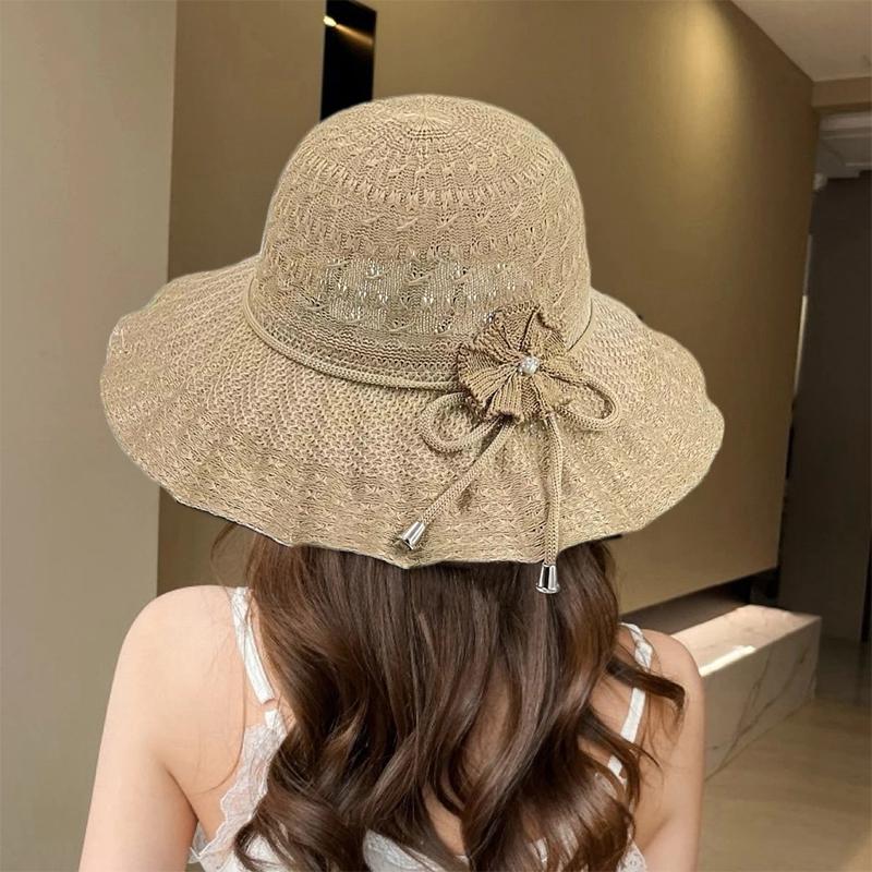 Wide Brim UV Protection Straw Hat Fashion Casual Breathable Beach Bucket Sun Hat For Summer